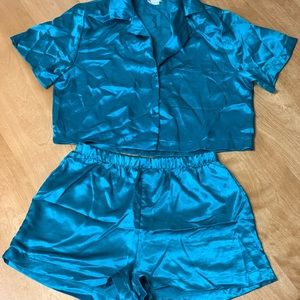California Dynasty Teal 2pc PJ Short Set Small